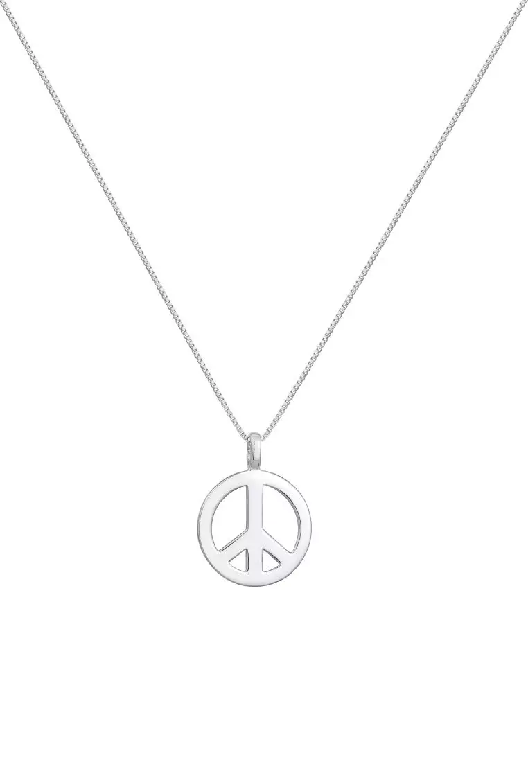 EXCLUSIVE Kalung Perhiasan Perak 925 Pria Peace Peace Symbol