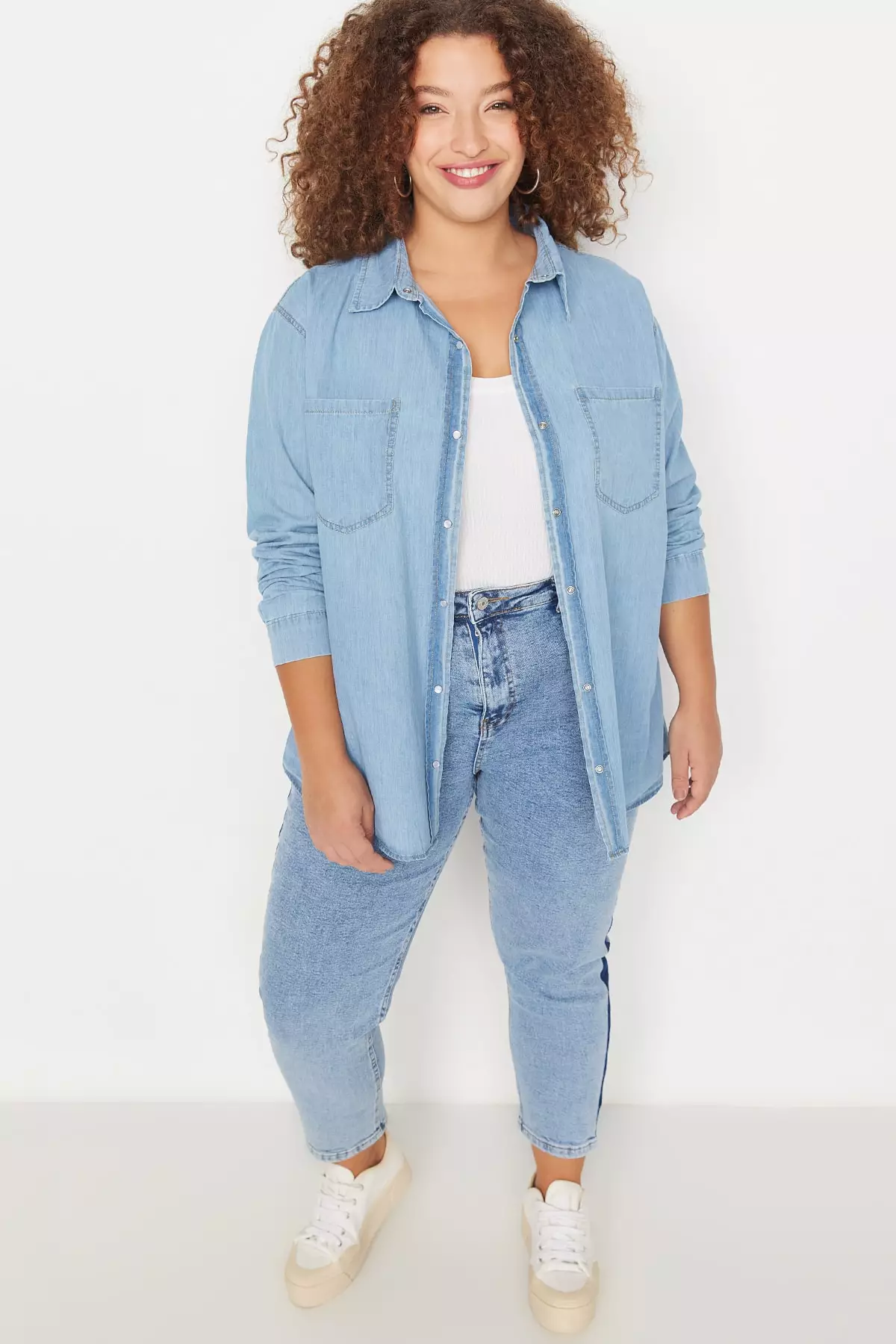Plus Size Denim Shirt