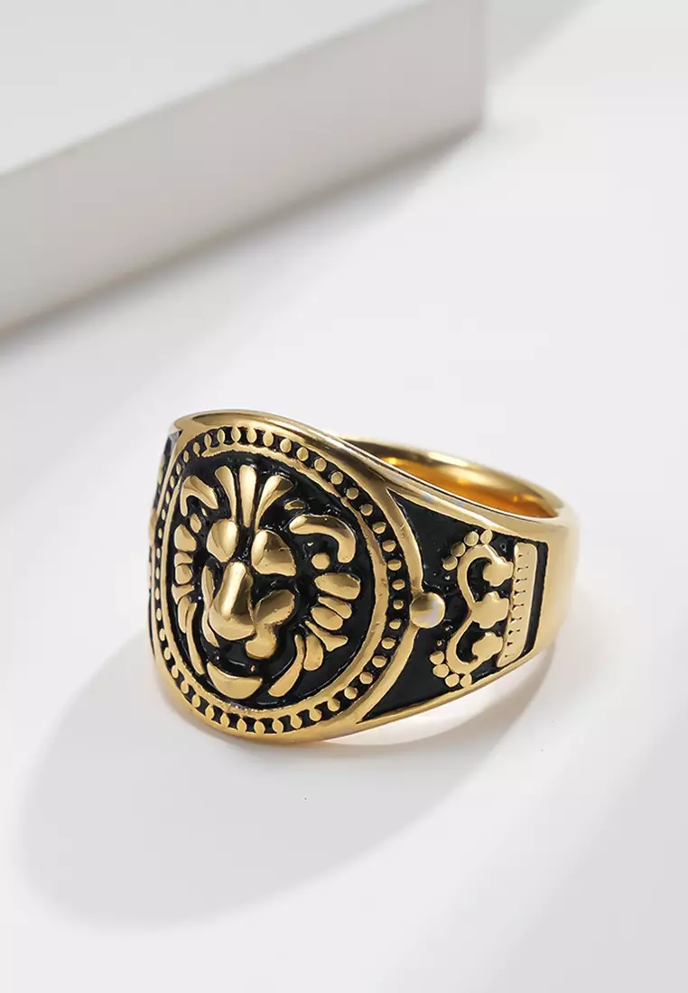 Gold ring store lion head