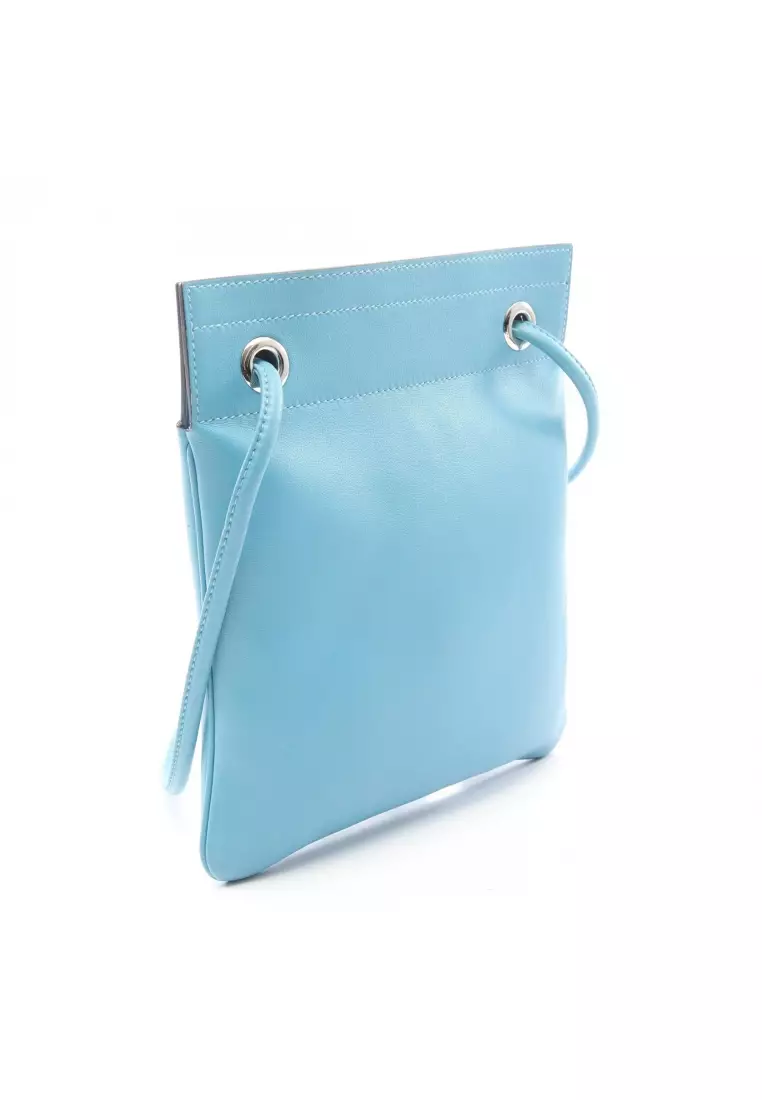 Pre-Loved Hermès Aline mini Blue du Nord Shoulder bag Veau Swift Light blue silver hardware D stamp