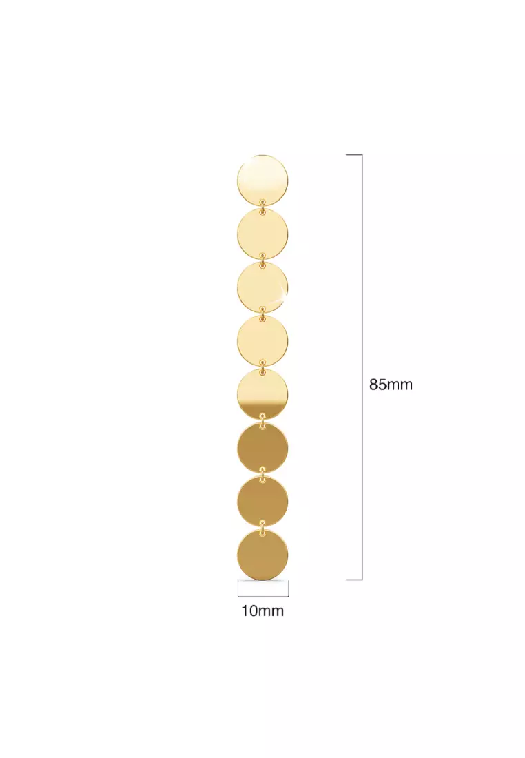 Round Disc Dangle Gold Layered Earrings