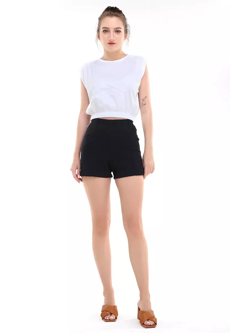 Jovial Short Pants Motif Solid Design Simple Bawahan Wanita Premium Quality - Black