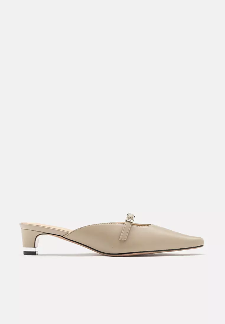 Discount on Pazzion  shoes - SKU: Hera Buckle Strap Heel Mules Khaki