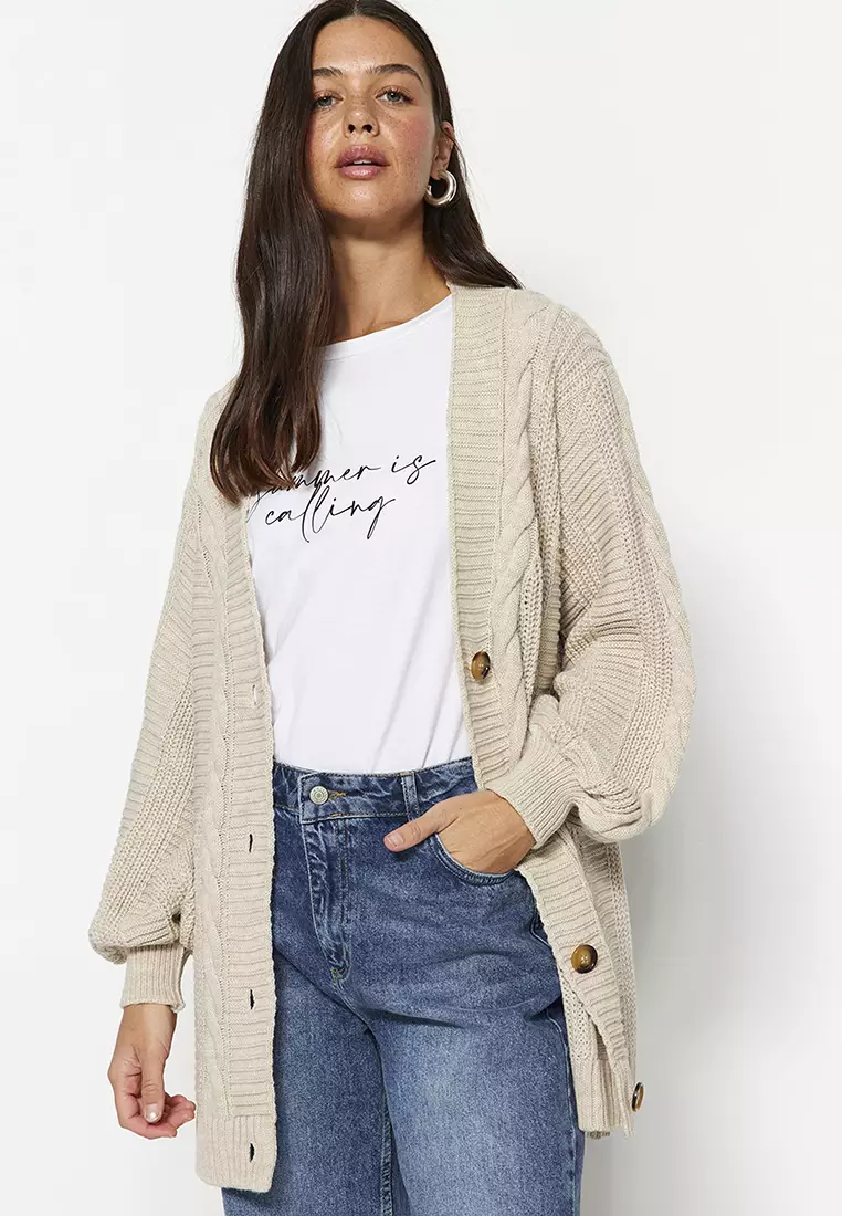 Hair Braids, Wide Cut, Knitwear Cardigan