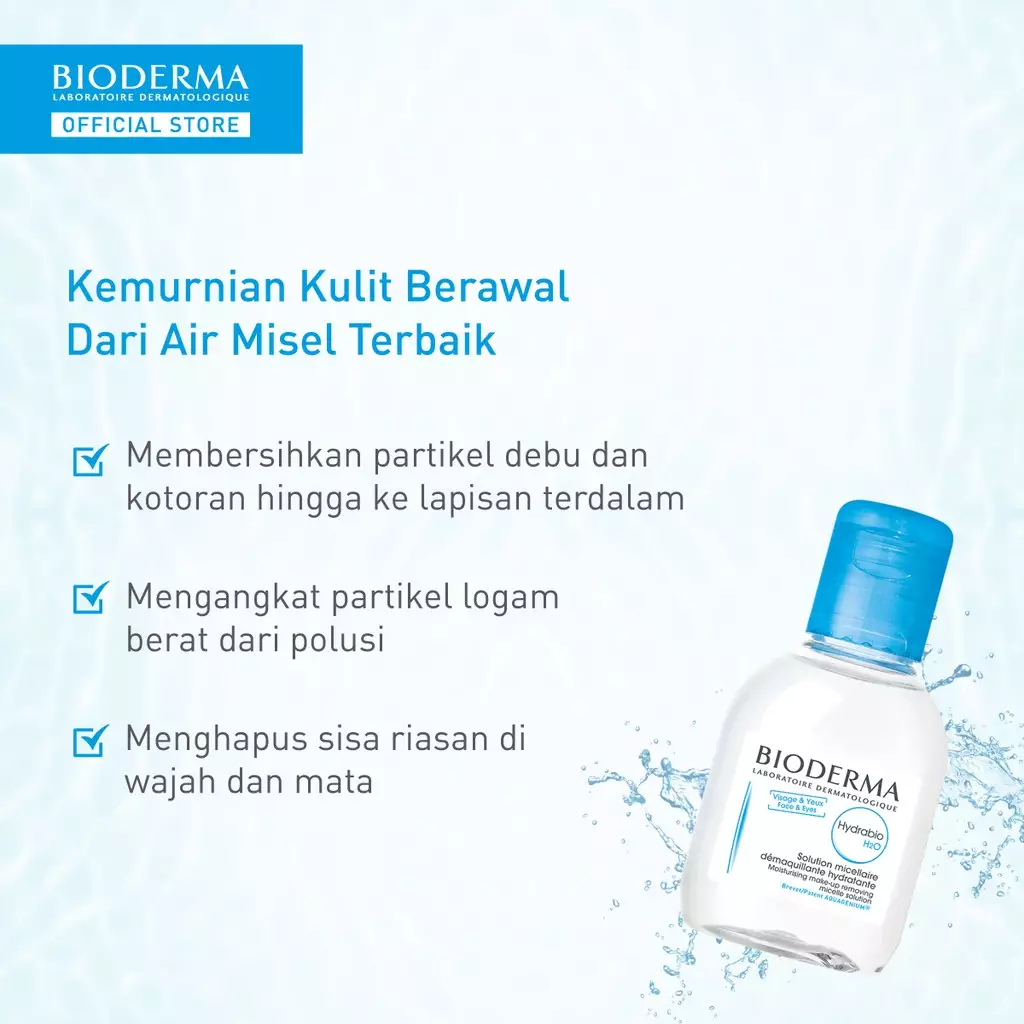 Bioderma Hydrabio H2O 100 ml - Micellar Water untuk Kulit Dehidrasi / Kering Dan Sensitif