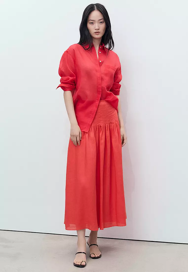 Ramie Pleated Skirt