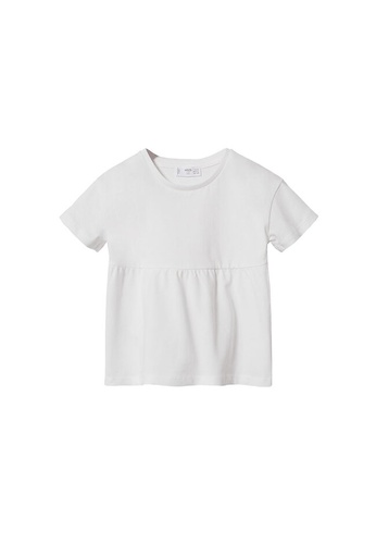 MANGO BABY white Ruffle Cotton T-Shirt DB2D4KA756092EGS_1