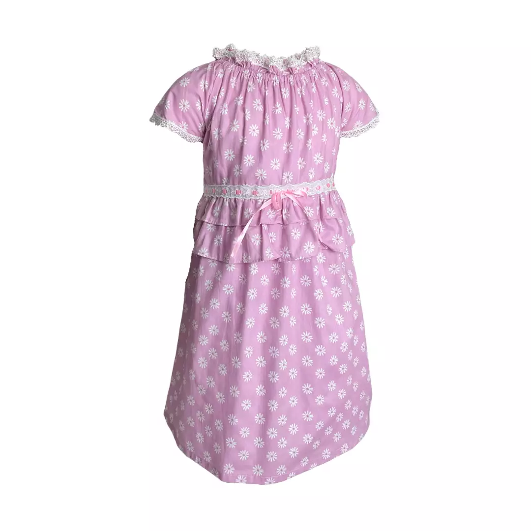 Pingu Long Dress Anak Perempuan Printing Flower Pink 91001029