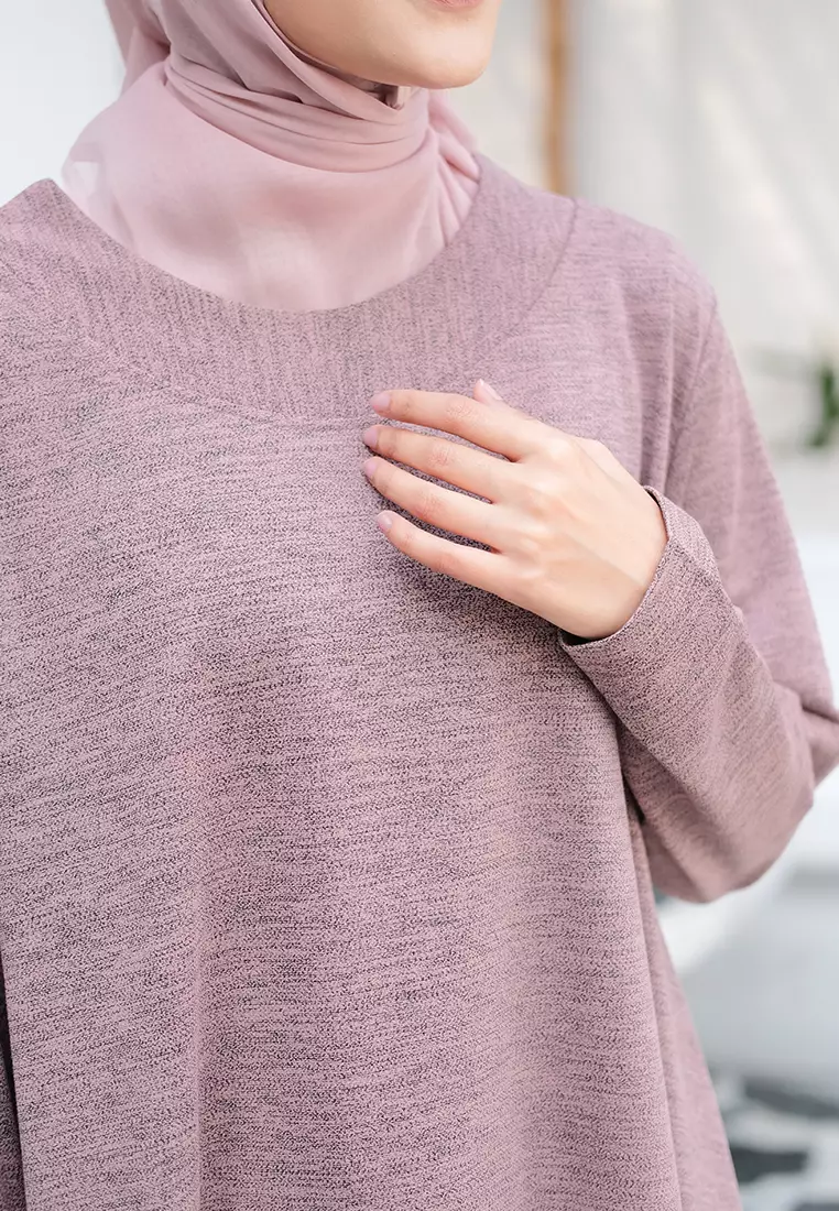 JV Hasanah Oneset Simple Pants Abstract Rosegold | Setelan Simple Layer Kanan Kiri Celana Kaos Abstrak