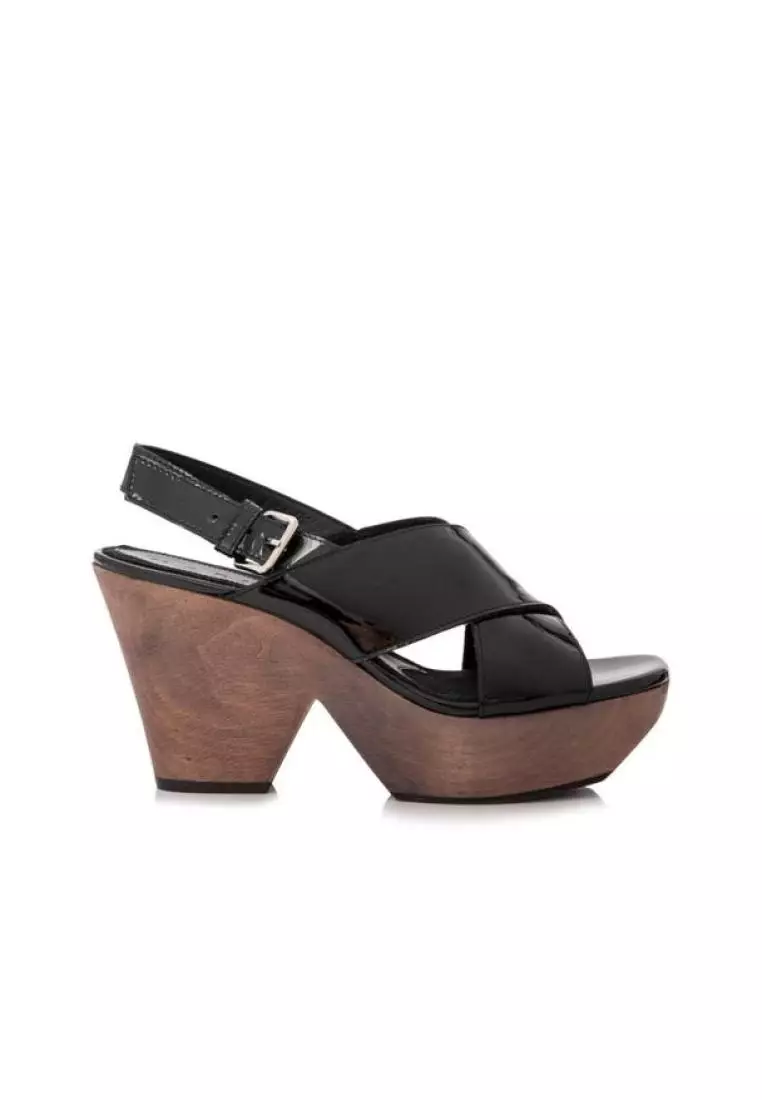 All black online platform wedges