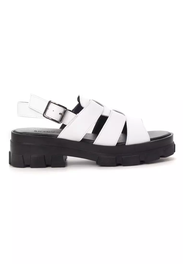 White flat hot sale platform sandals