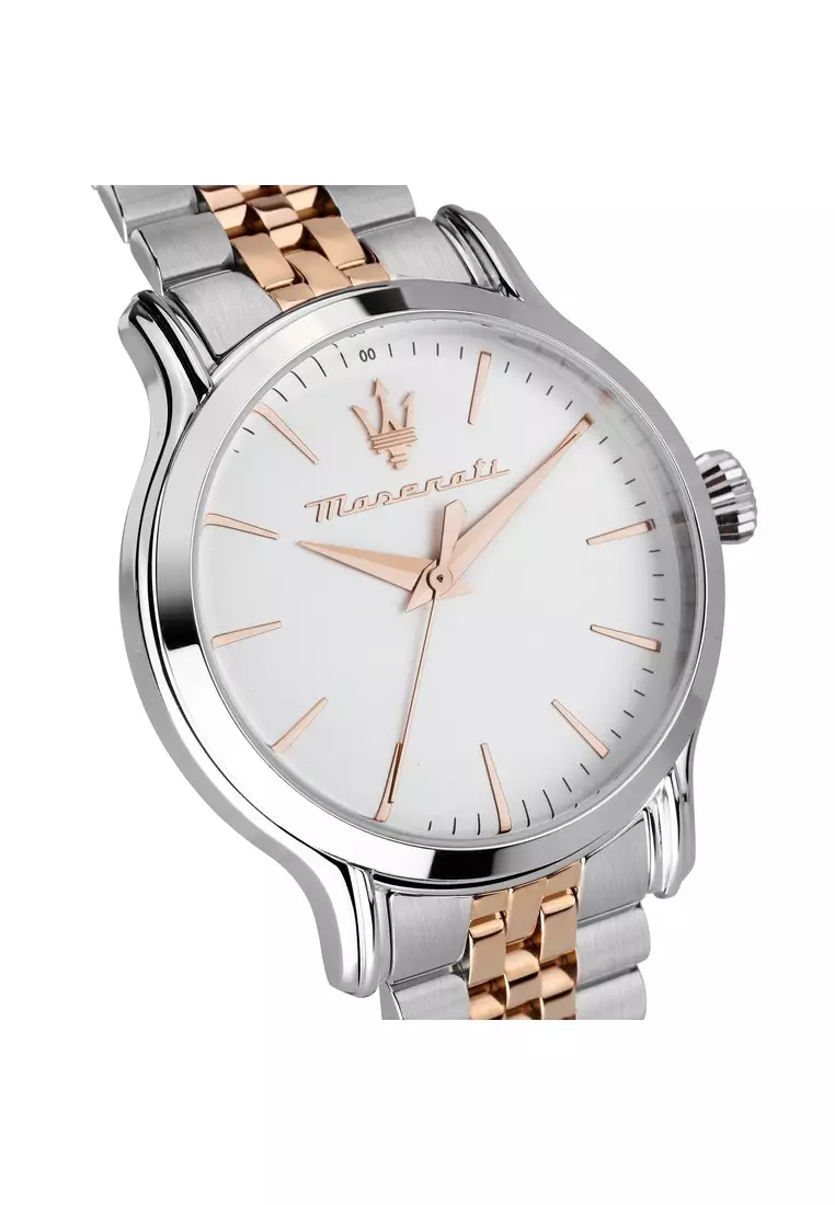 【2 Years Warranty】Maserati Epoca 34mm White Silver Dial Women's Solar Watch R8853118520 With Luminous Hands