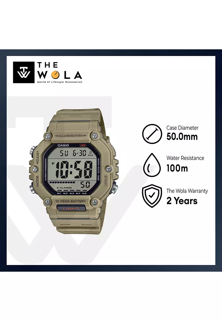 AE-1600H-5AV Men Digital Watch Brown Resin Strap