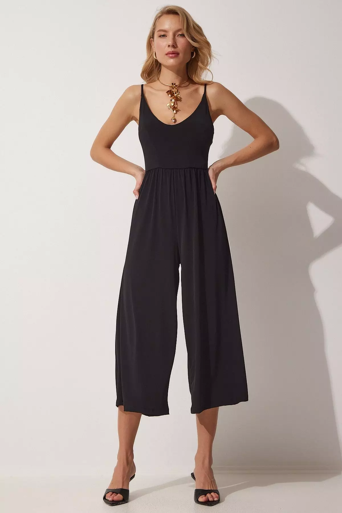 Jual Happiness Istanbul V Neck Knitted Jumpsuit with Rope Strap