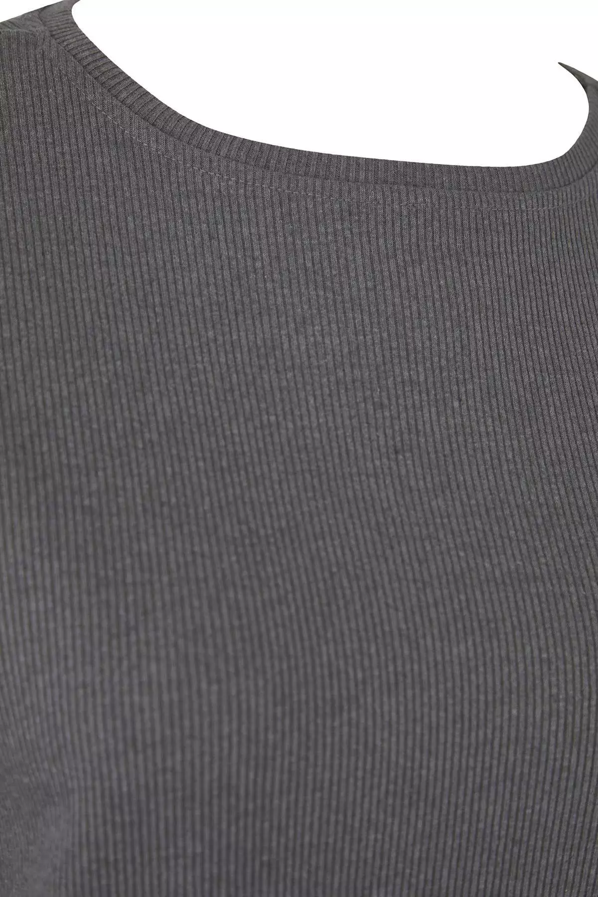 Dark Gray Melange Selanik Knitted Plus Size Pajama Set Tbbaw23Ai00002