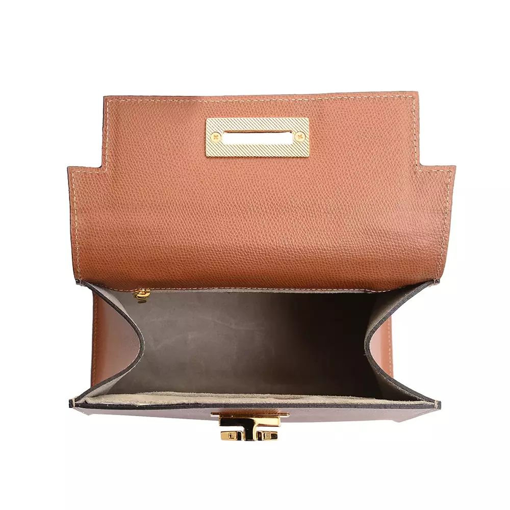 Greta 245 "V2" Palmellato Calfskin Leather Handbag Tan