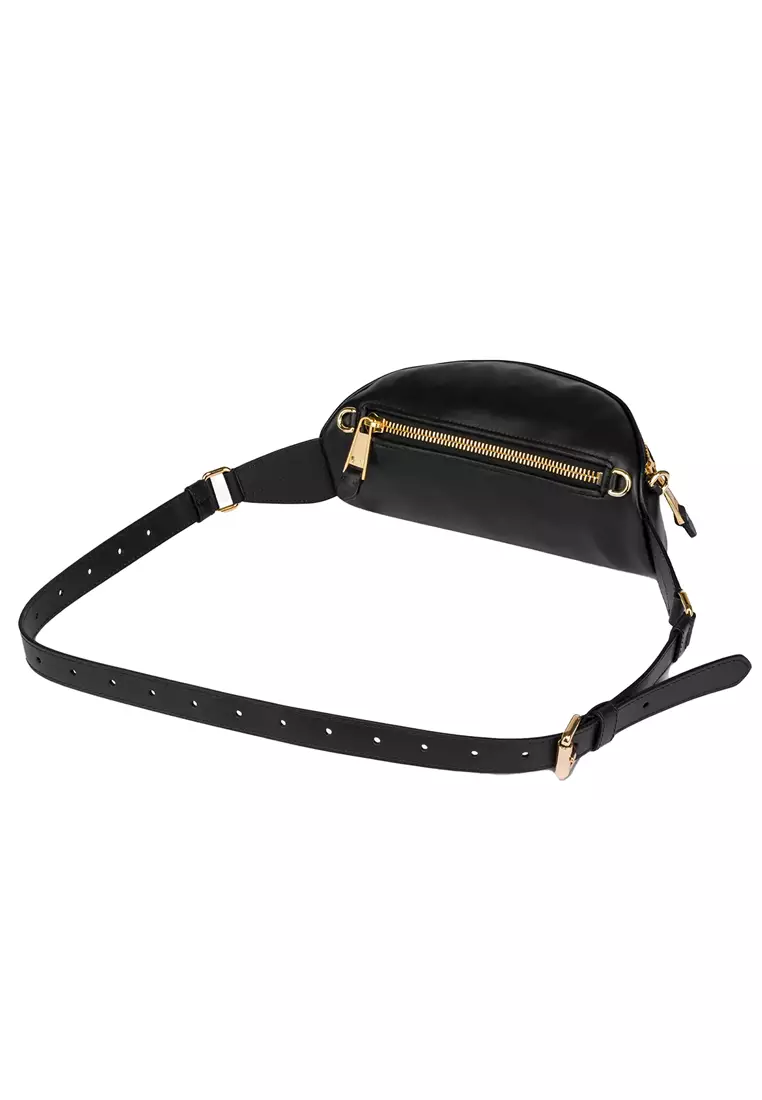 Leather Belt Bag Black A7712