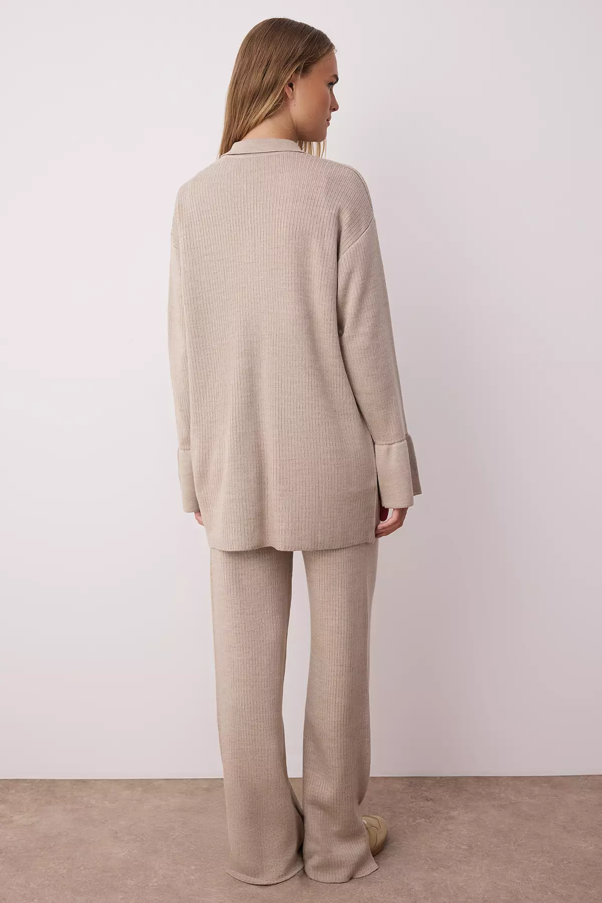 Stone Slit Detailed Cardigan-Pants Knitwear Suit Tctaw23Us00028