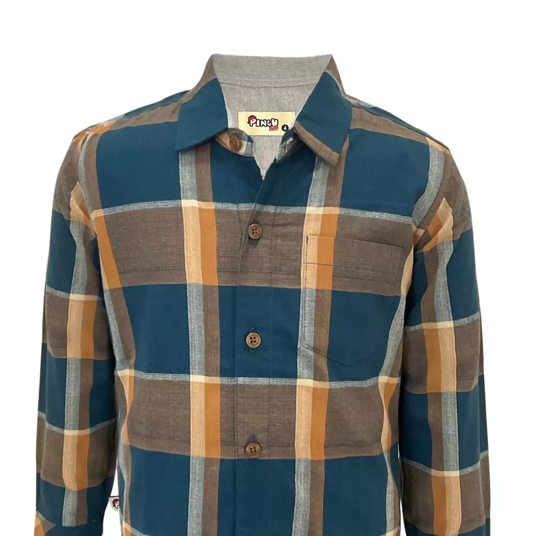 Pingu Kemeja Anak Laki Laki Kotak-Kotak Panjang Hijau 92100132D