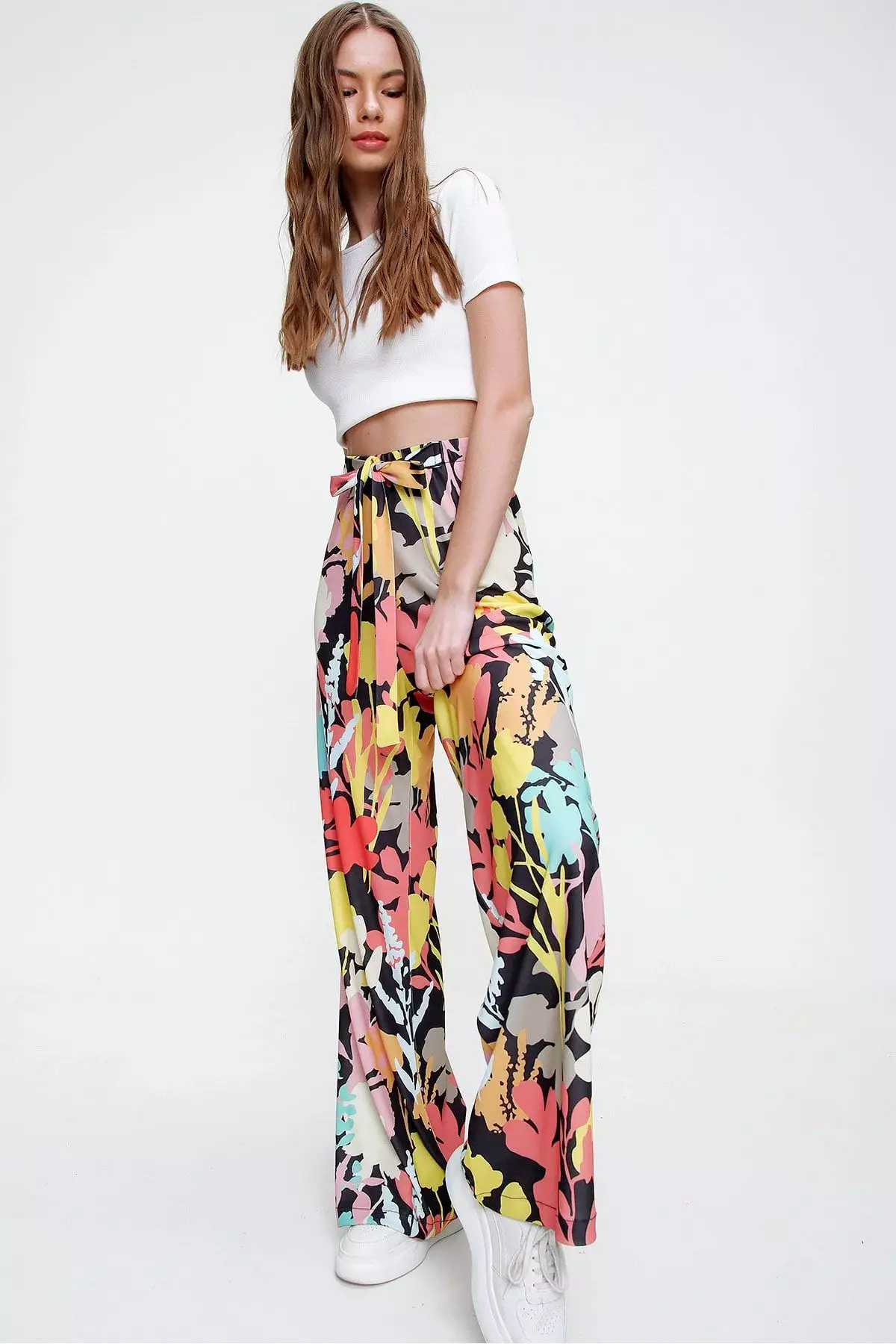 Patterned Casual Cut Trousers