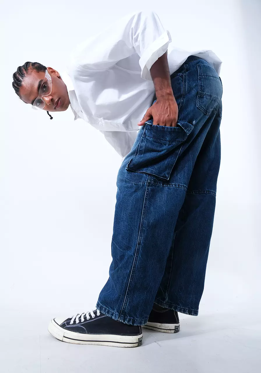 Celana Panjang Cargo Pria Spencer Medium Blue