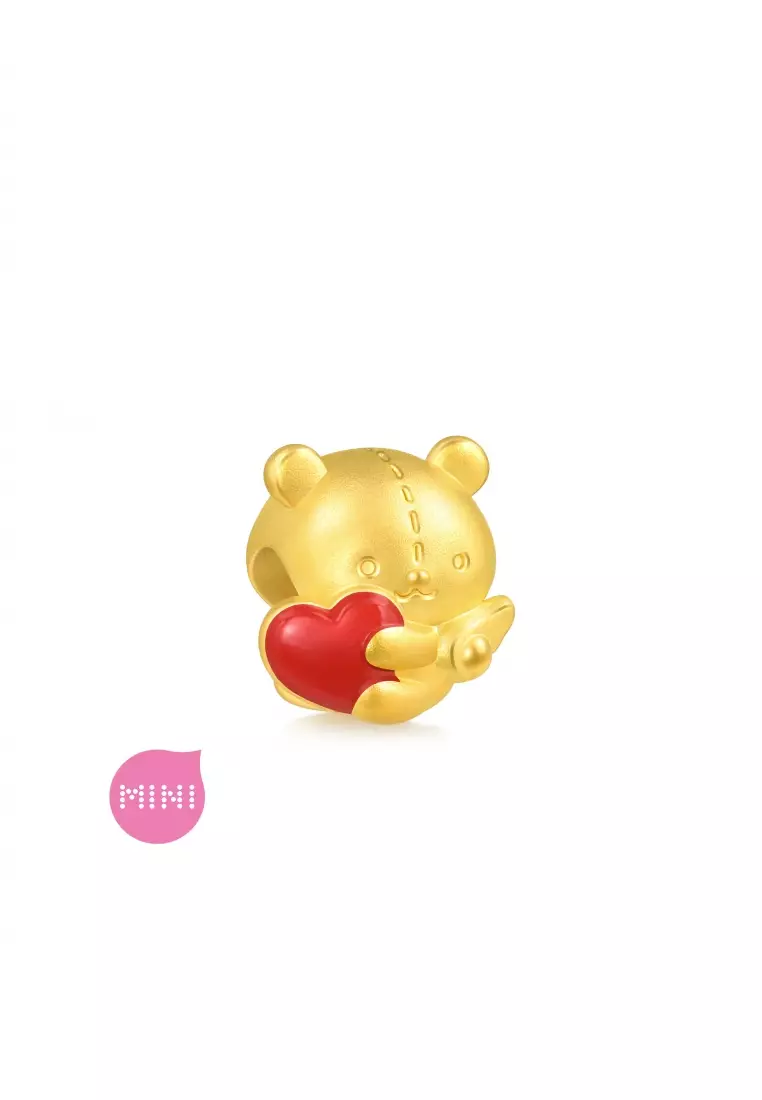 999 24K Solid Gold Love Sweet Heart Bear Charm 94690C (Bracelet not included)