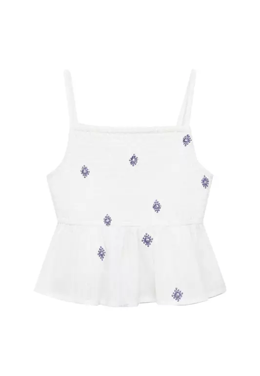 Blouse Embroidered Details Ruffle
