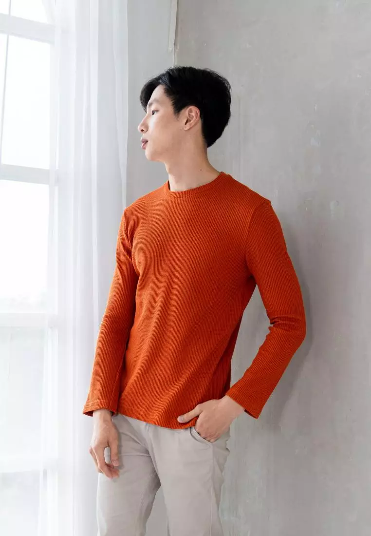 Kale Raffle Dark Terracotta / Kaos Polos Tekstur Lengan Panjang Pria / Unisex