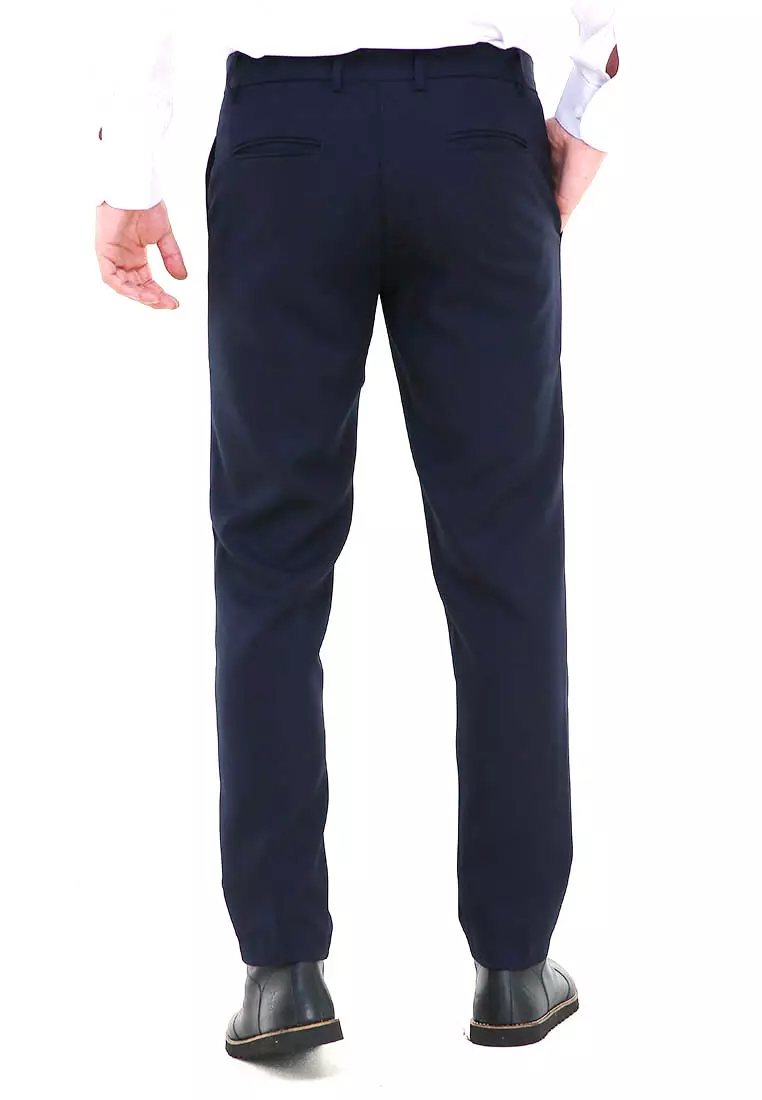 Locko Celana Panjang Pria Polos Slim Fit Formal Long Plain Pants Material Wool ORIGINAL - Dark Blue