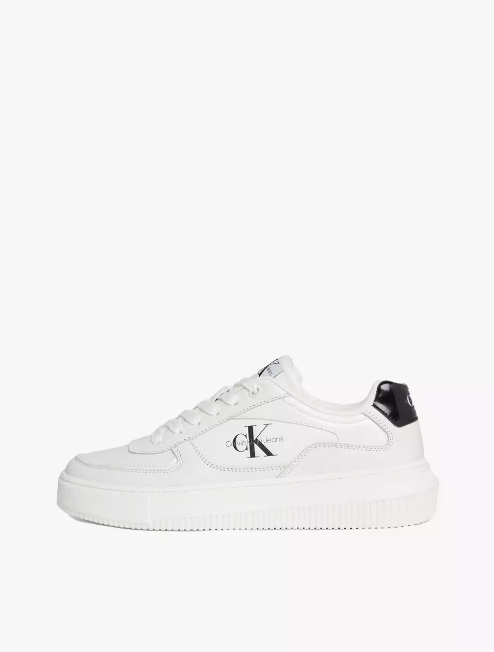 CALVIN KLEIN JEANS FOOTWEAR - CHUNKY CUPSOLE LOW LEATHER TRAINER - White - white