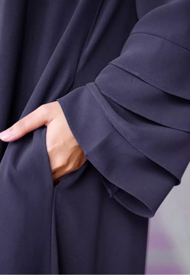 Laura Abaya Modern Layer Sleeves Loose Style in Dark Blue