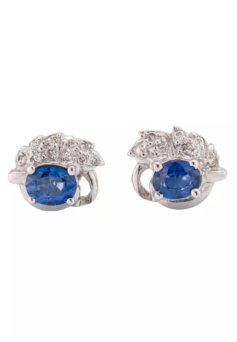 Buy LITZ LITZ 18K White Gold Sapphire Diamond Earring XK SE0425