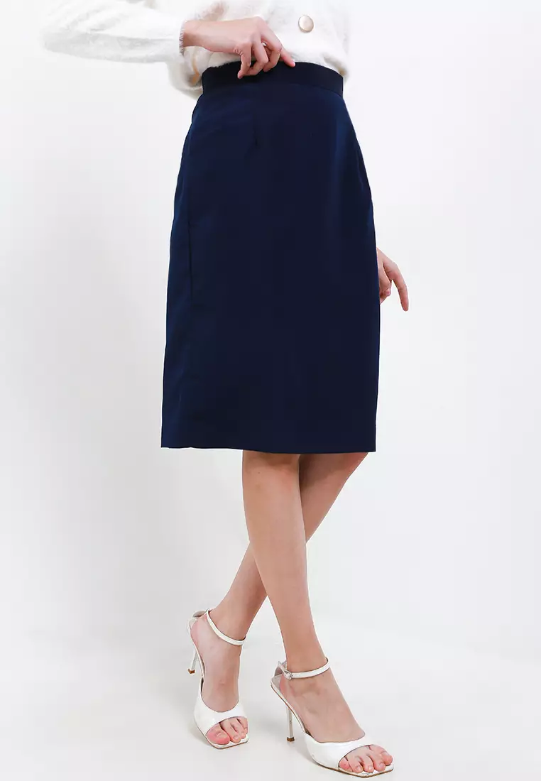 Navy blue skirt office hot sale