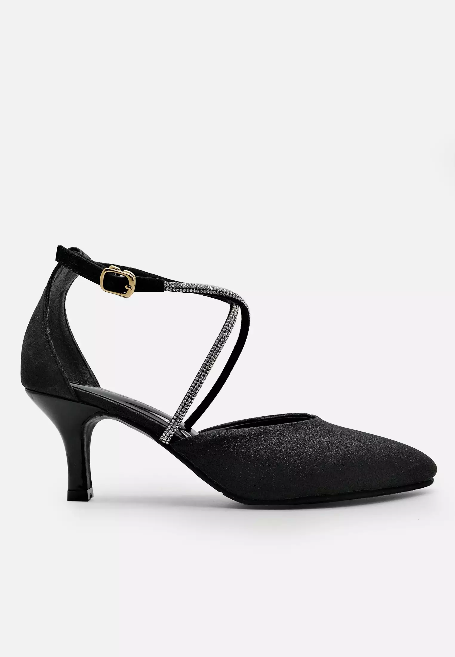 Charlotte Glitter Pointed Toe Cross Stiletto Heels Wanita