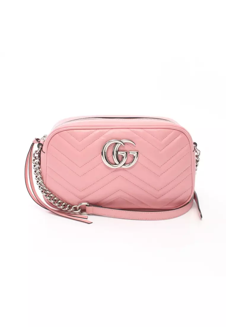 Pre-Owned GUCCI GG Marmont Large Chain Shoulder Bag Dusty Pink