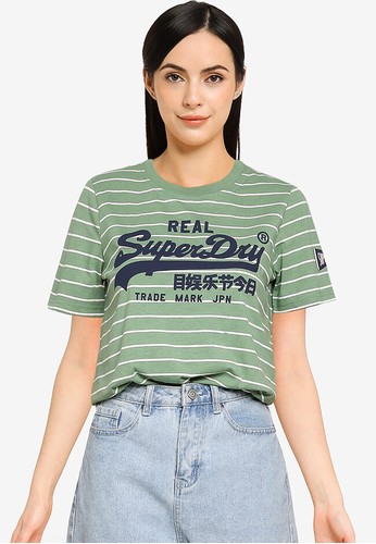 Superdry green Striped T-Shirt - Original & Vintage 55AB3AAFB0D02BGS_1
