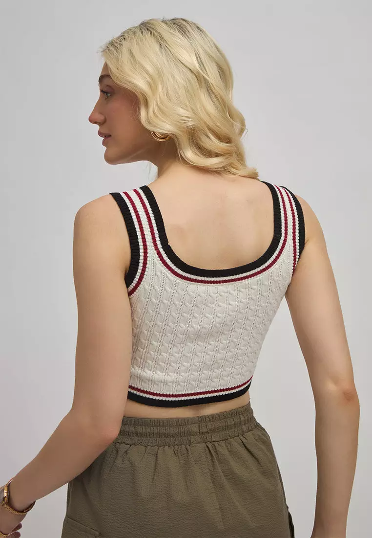 VIRGIO Cotton Fitted Scoop Neck Crop Top