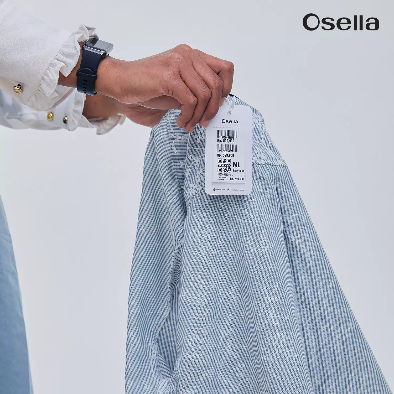 Osella Aleena Long Dress With Striped Outer Set 1157660535 | Set Gaun Raya Vest Wanita