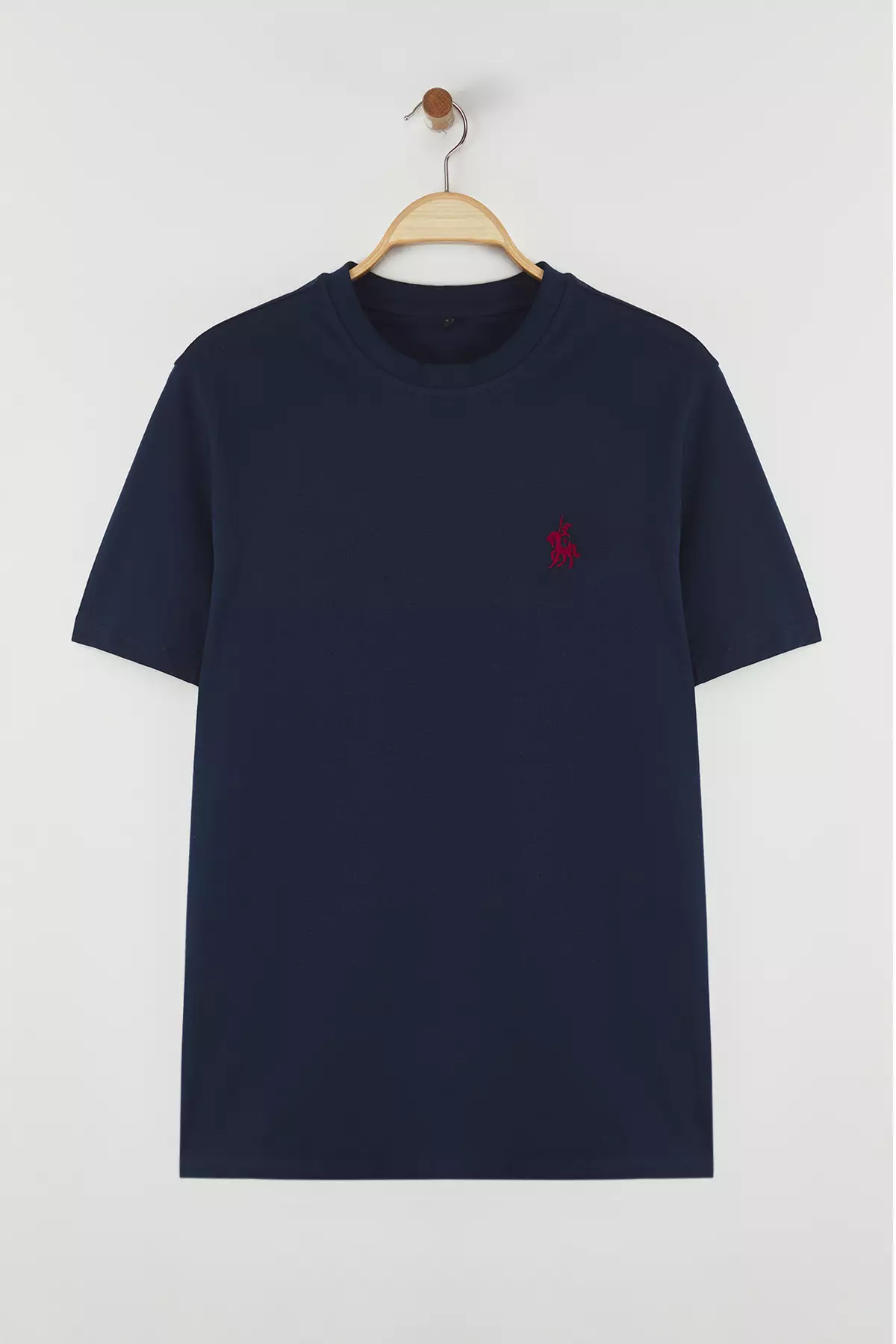 Navy Blue Regular/Normal Cut Horse Embroidery Detail 100% Cotton T-Shirt Tmnss24Ts00056
