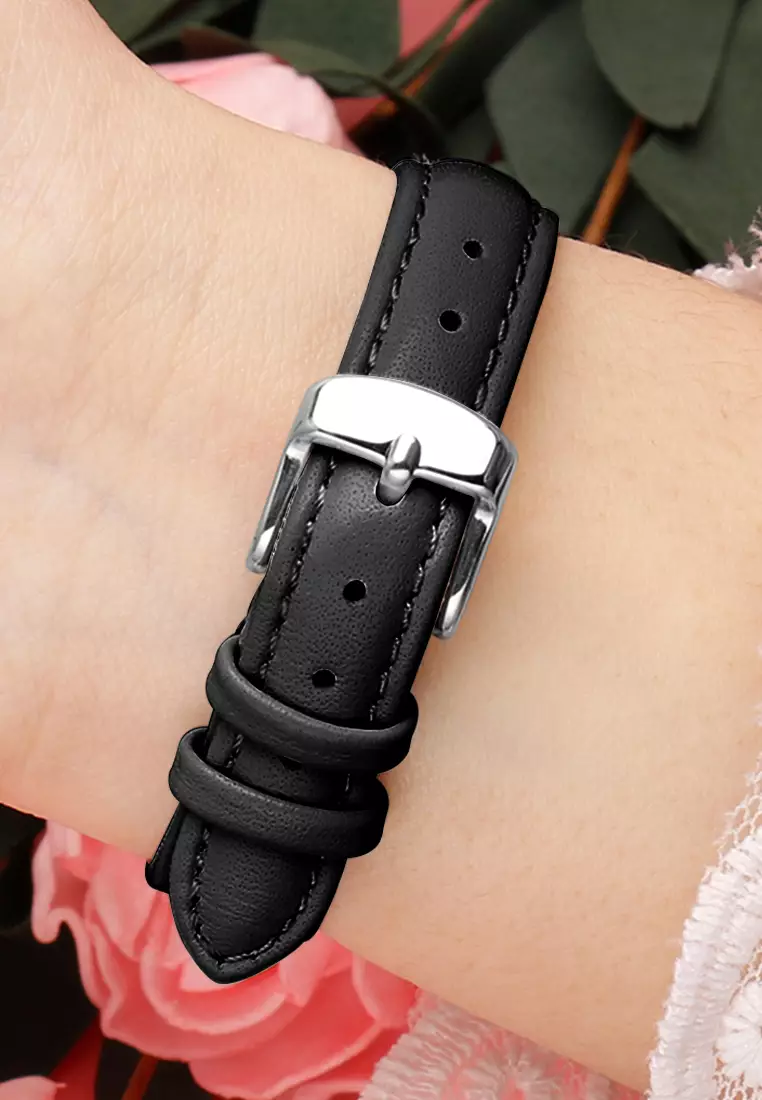 Tali Kulit Wanita Jam Tali Genuine Leather Strap 16mm Hitam
