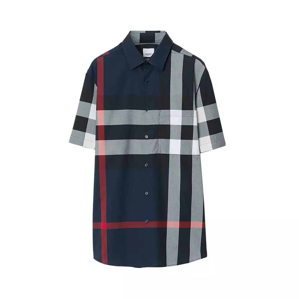 Jual Burberry Summerton Check Cotton Short Sleeves Shirt Navy