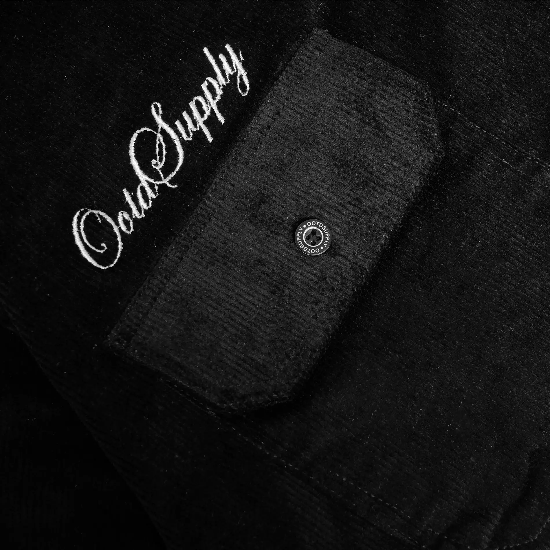 OOTDSUPPLY Work Shirt Corduroy Boxy Wisdom Black & Navy | Kemeja Corduroy | Casual Shirt | WSCCZE