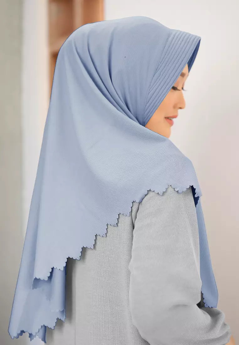 Zelena - Naya Knit Bergo | Hijab Instan Pad Lasercut - Blue Denim