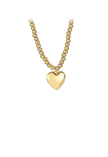 Glamorousky silver Simple Fashion Plated Gold 316L Stainless Steel Heart Pendant with Beaded Necklace 4DA39AC1D406F3GS_1