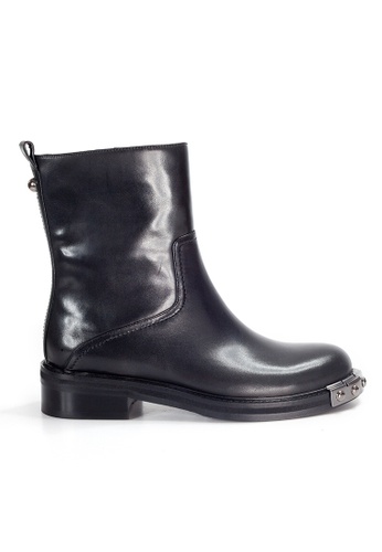 Shu Talk black Amaztep Rockabilly Mid-Calf Leather Boots 67B5ASH6AD4D07GS_1