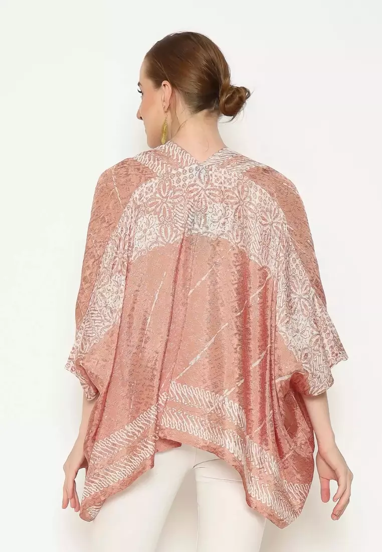 Rinjanie Batik - Bolero Kotak Caramel - Batik Tuntrum Parang Mix Ciprat - Outer Batik Wanita - Atasan Batik Wanita - Outer Batik Kekinian - Batik Cap - BKMR - CR