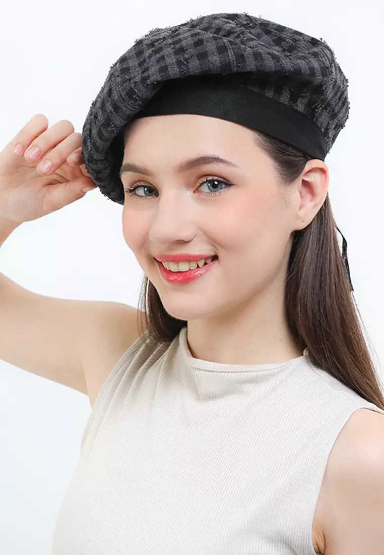 Ripped Checkered Beret
