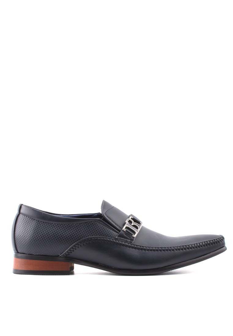 LR LARRIE Men Black Modern Smooth Wing Tip Office Wear