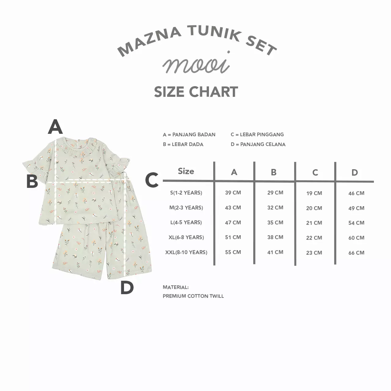 Mooi Setelan Anak Perempuan Mazna Tunik Set - Tea Green