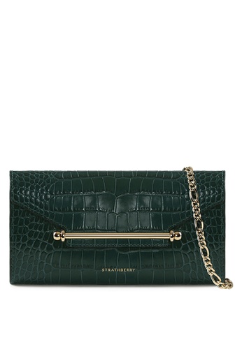 Strathberry green MULTREES WALLET ON A CHAIN CROSSBODY - EMBOSSED CROC BOTTLE GREEN FF952ACD31EAC4GS_1